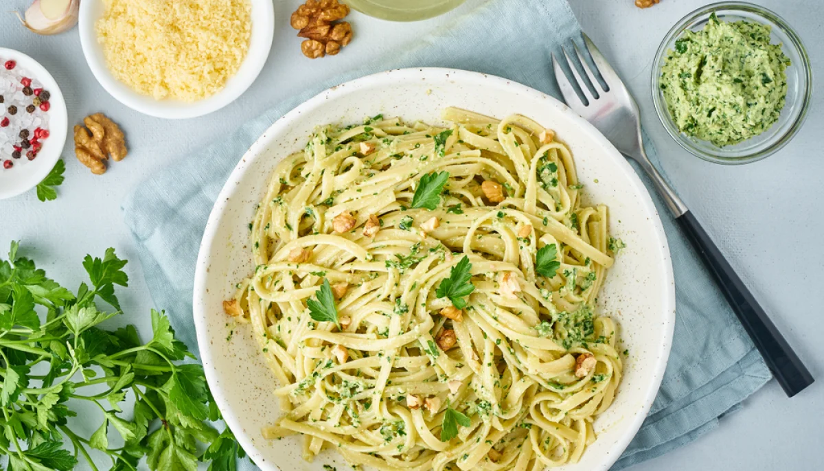 🍝 Pâtes au pesto de noix et persil