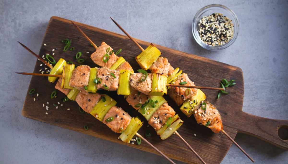 🍢 Brochettes de saumon et poireau grillées