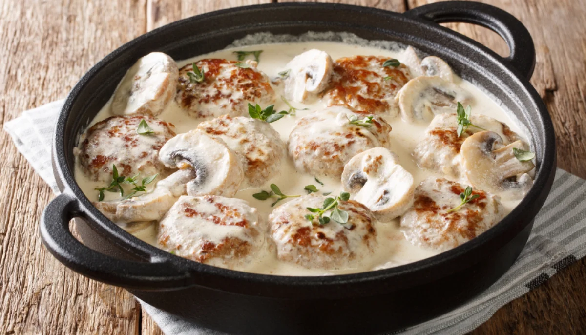 Boulettes de viande à la crème et aux champignons