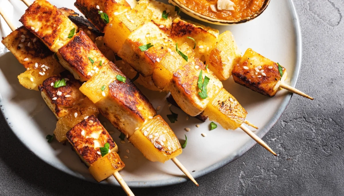 🍢Brochettes de tofu grillé à l’ananas