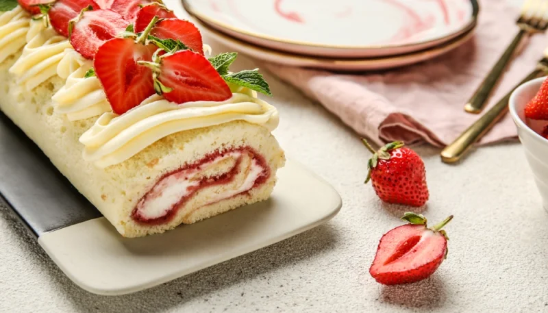 🍓Gâteau roulé aux fraises fraîches