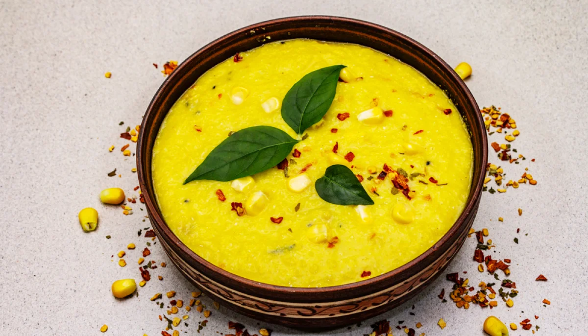 🌽Crème froide de maïs au basilic
