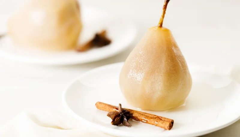 🍐Poires pochées au miel et safran