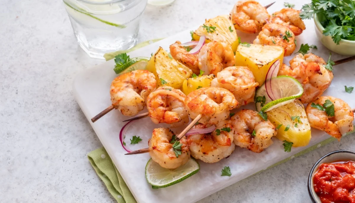 🍡Brochettes de crevettes à l'ananas