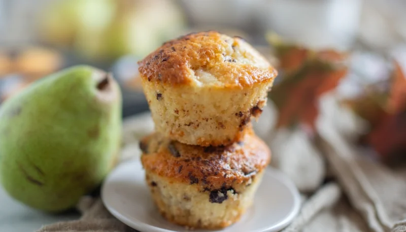 🧁Muffins poire, chocolat et flocons d'avoine