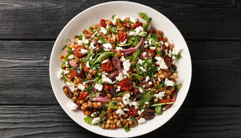 🥗Salade de lentilles, raisin, feta et noix