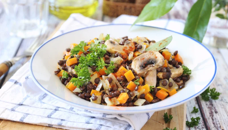 🥗Salade tiède de lentilles et champignons