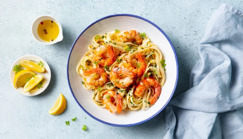 🦐Pâtes aux crevettes, ail et citron