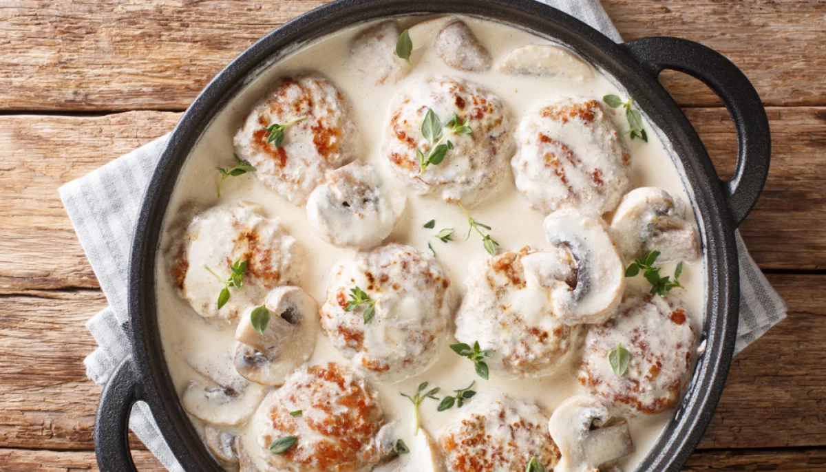 🍗Boulettes de poulet sauce crémeuse aux champignons
