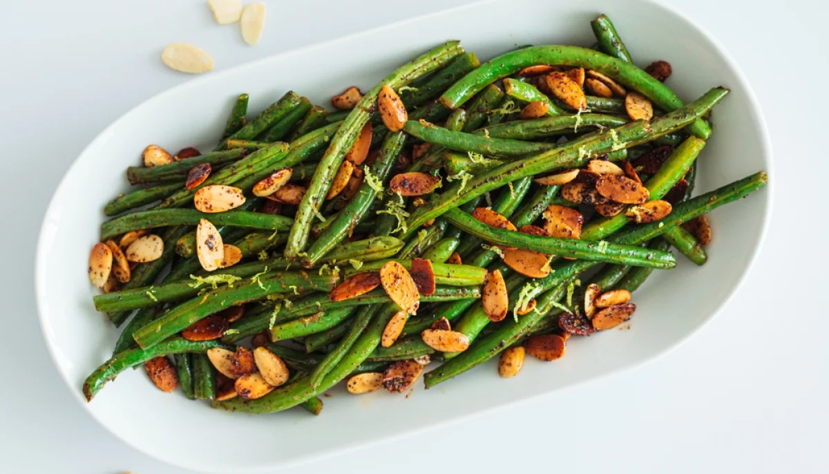 🥗Haricots verts sautés aux amandes et citron