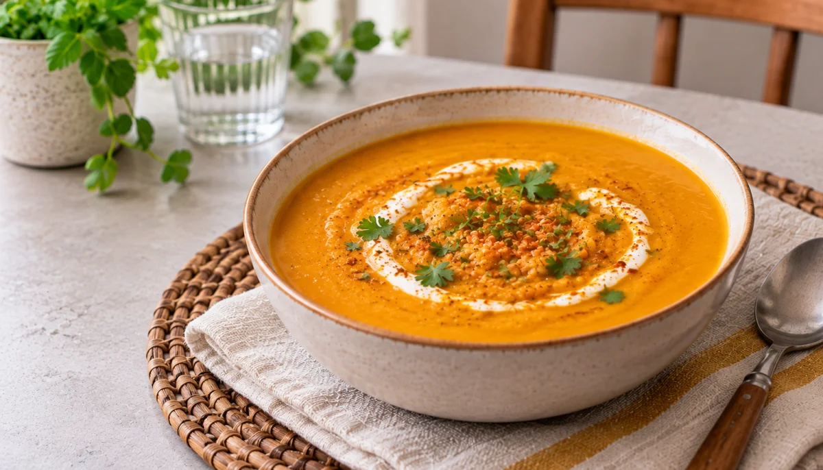 🥣Soupe de potiron, lentilles corail et curry