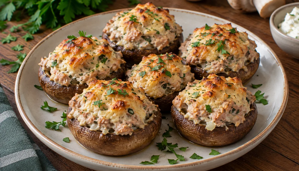 🍄Champignons farcis au thon et au fromage frais