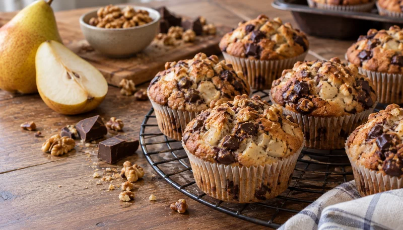 🧁Muffins noix, poire et chocolat