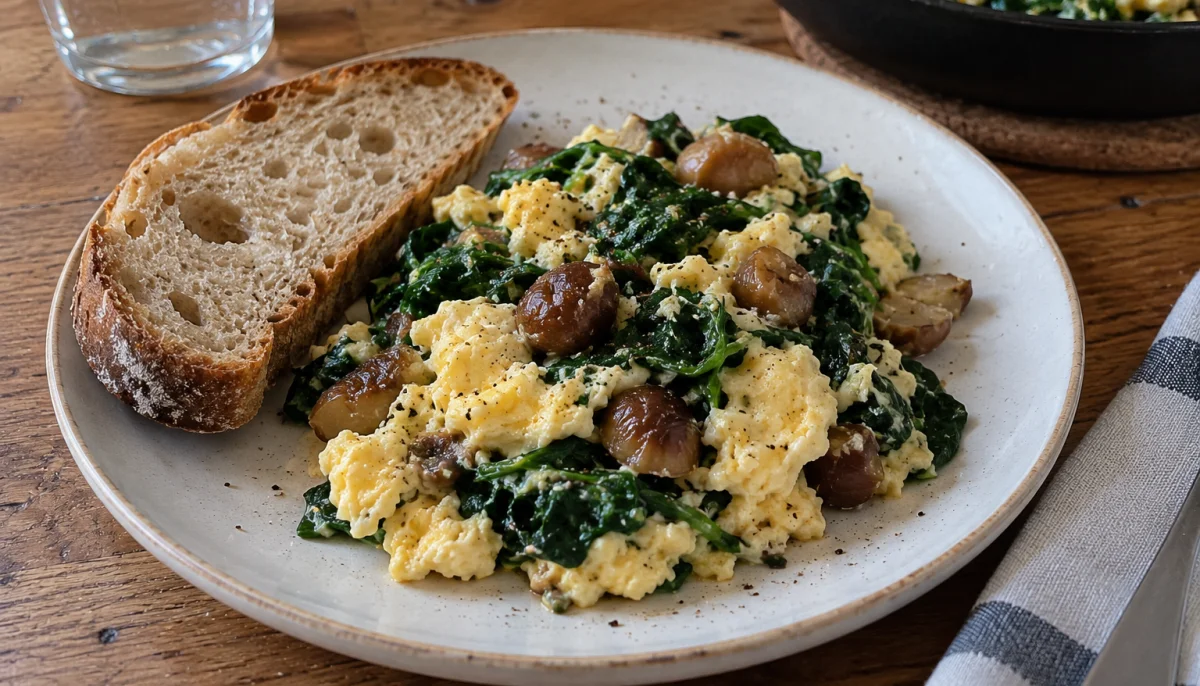 🍳Œufs brouillés aux épinards et aux châtaignes