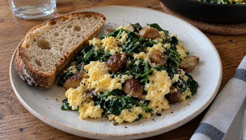 🍳Œufs brouillés aux épinards et aux châtaignes