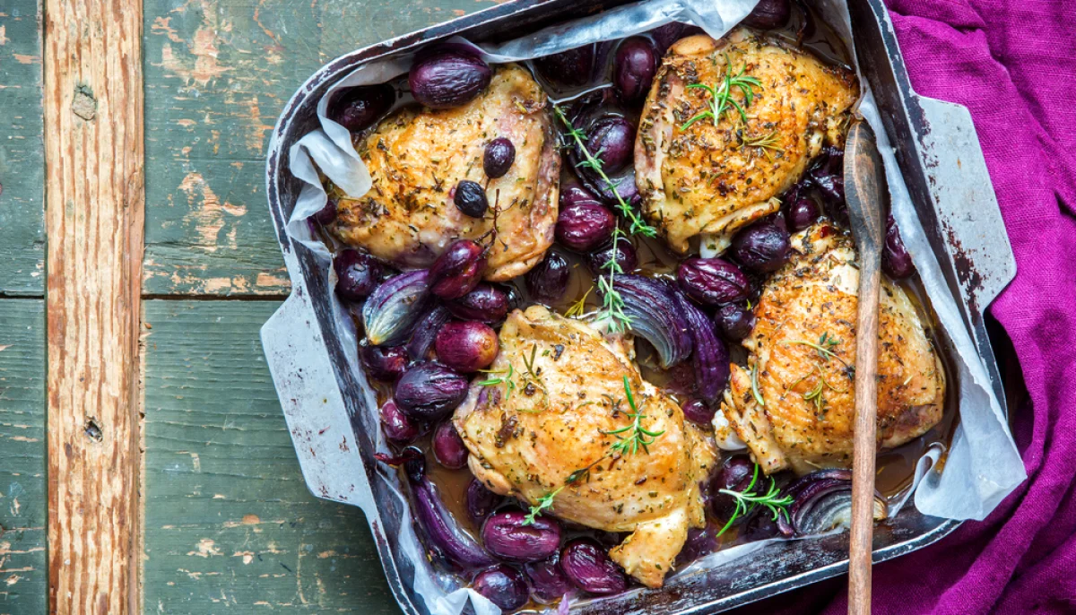 🍗Poulet aux raisins frais et aux échalotes au four