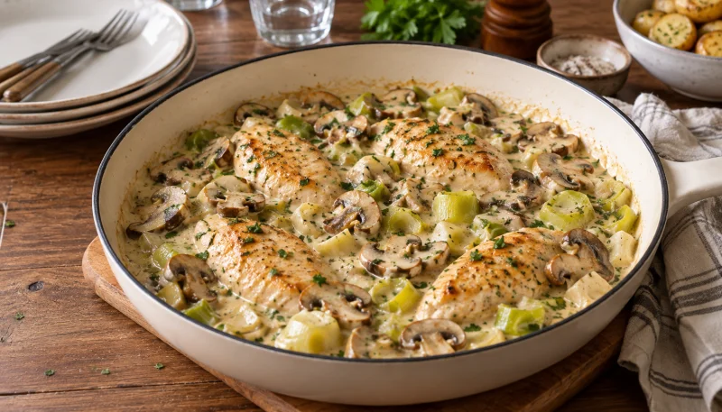 🍗Poulet aux champignons, poireaux et crème