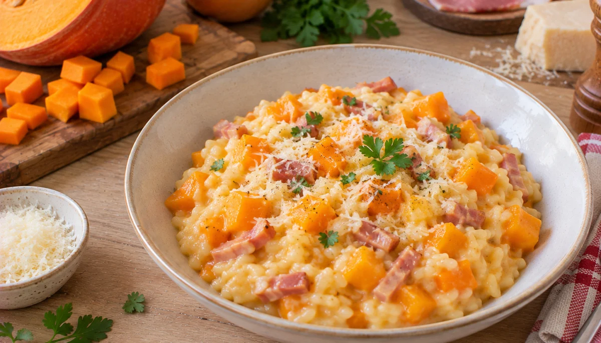 🍚Riz crémeux à la courge et au jambon