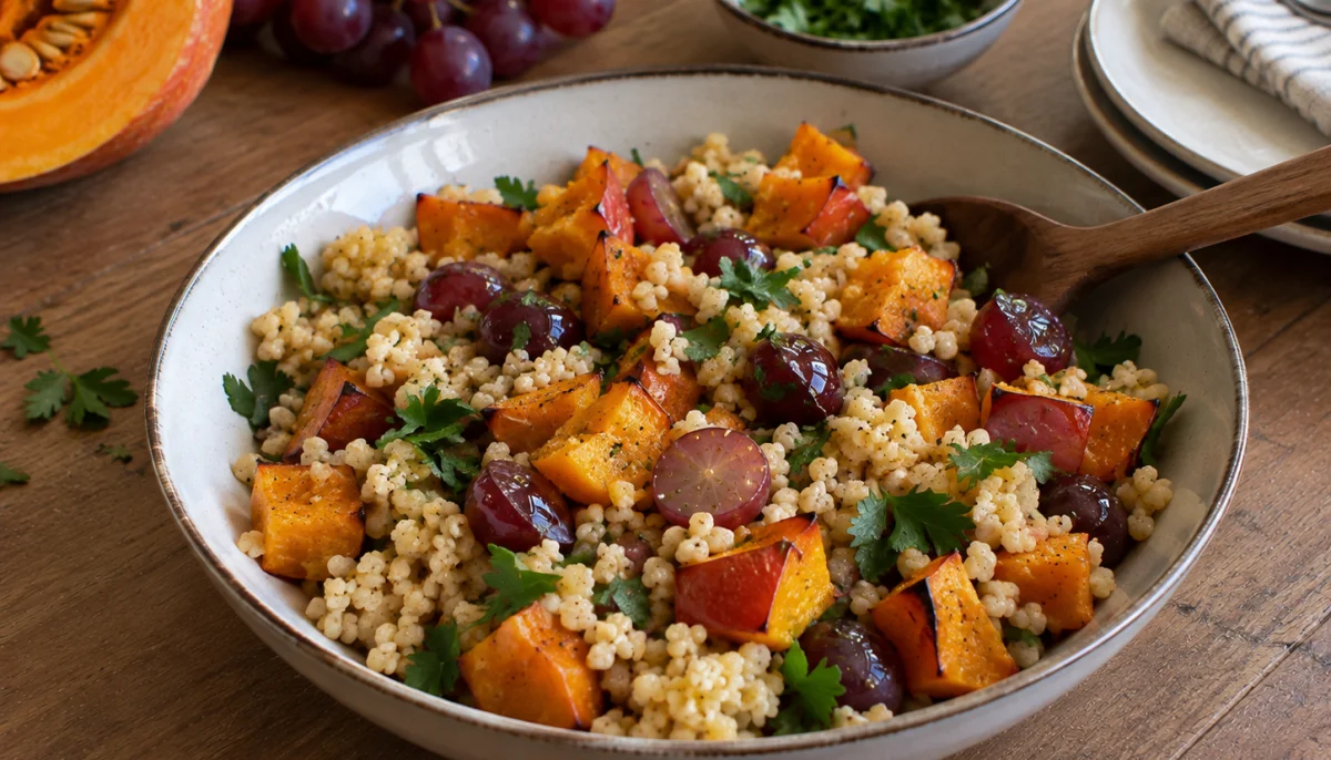 🥗Salade tiède de boulgour au potimarron et aux raisins frais