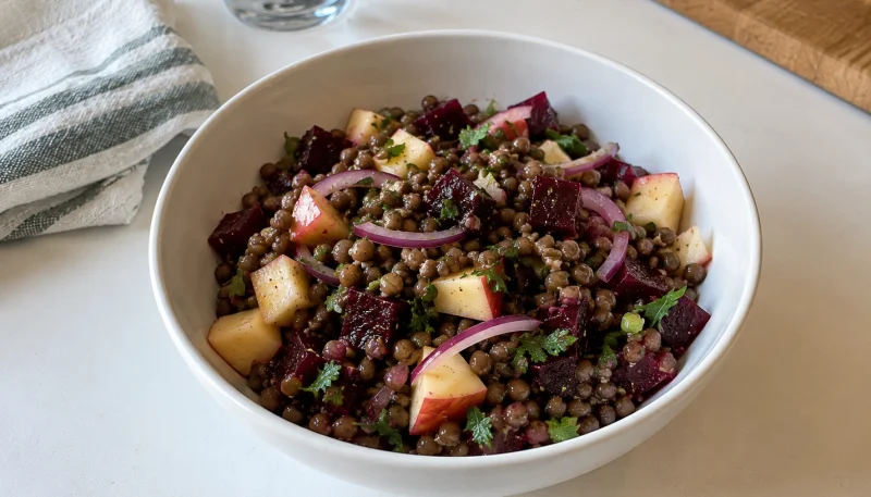 🥗Salade tiède de lentilles, betterave et pomme