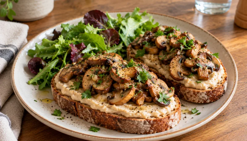 🍄Tartines de champignons à la crème de haricots blancs